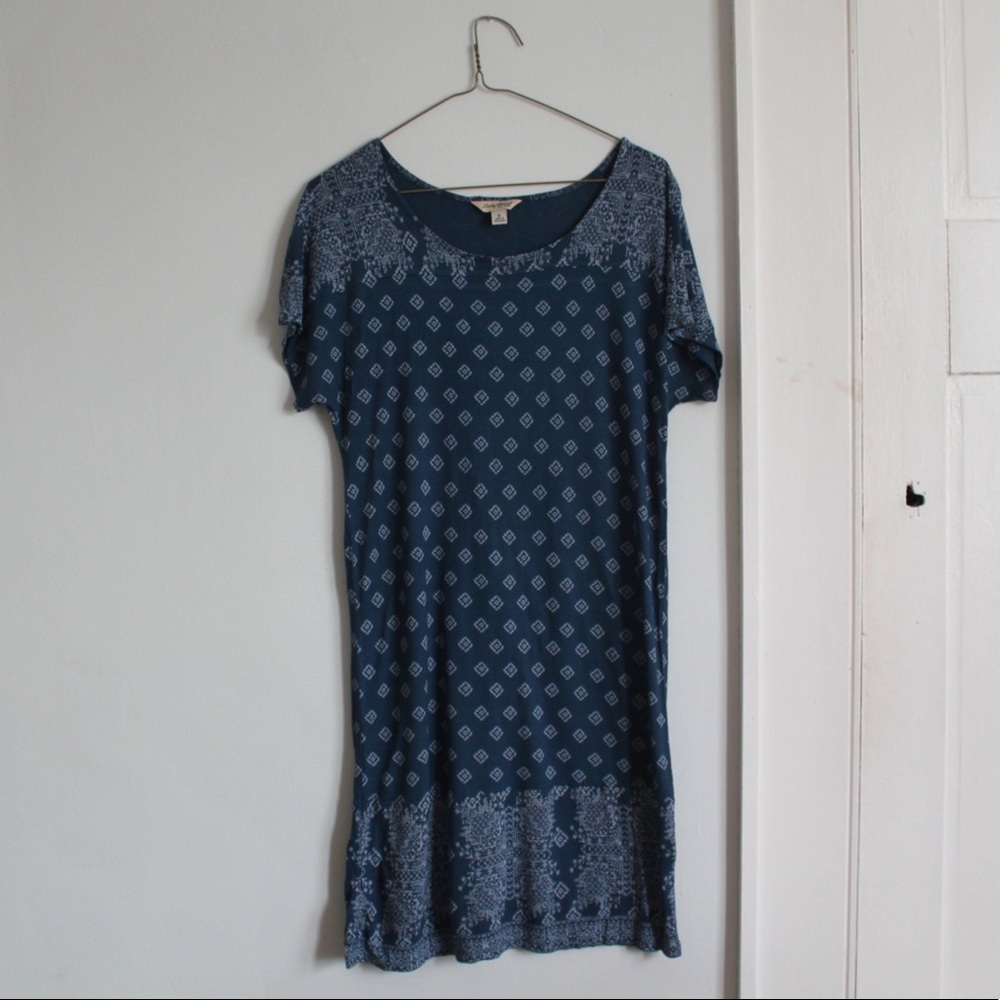 Women’s Size Small Blue Boho Print Shirt Dress
